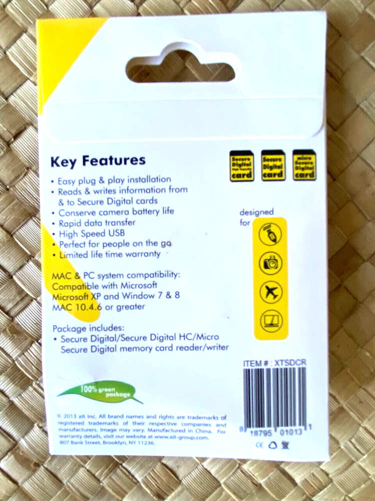 Xit Photo High Speed Secure Digital USB/SDHC/Micro SD Card Reader/Writer NOS