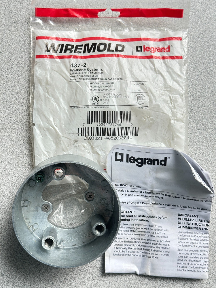 NEW Wiremold 437-2 Attaching Ring, 2" High, 4" diameter OD