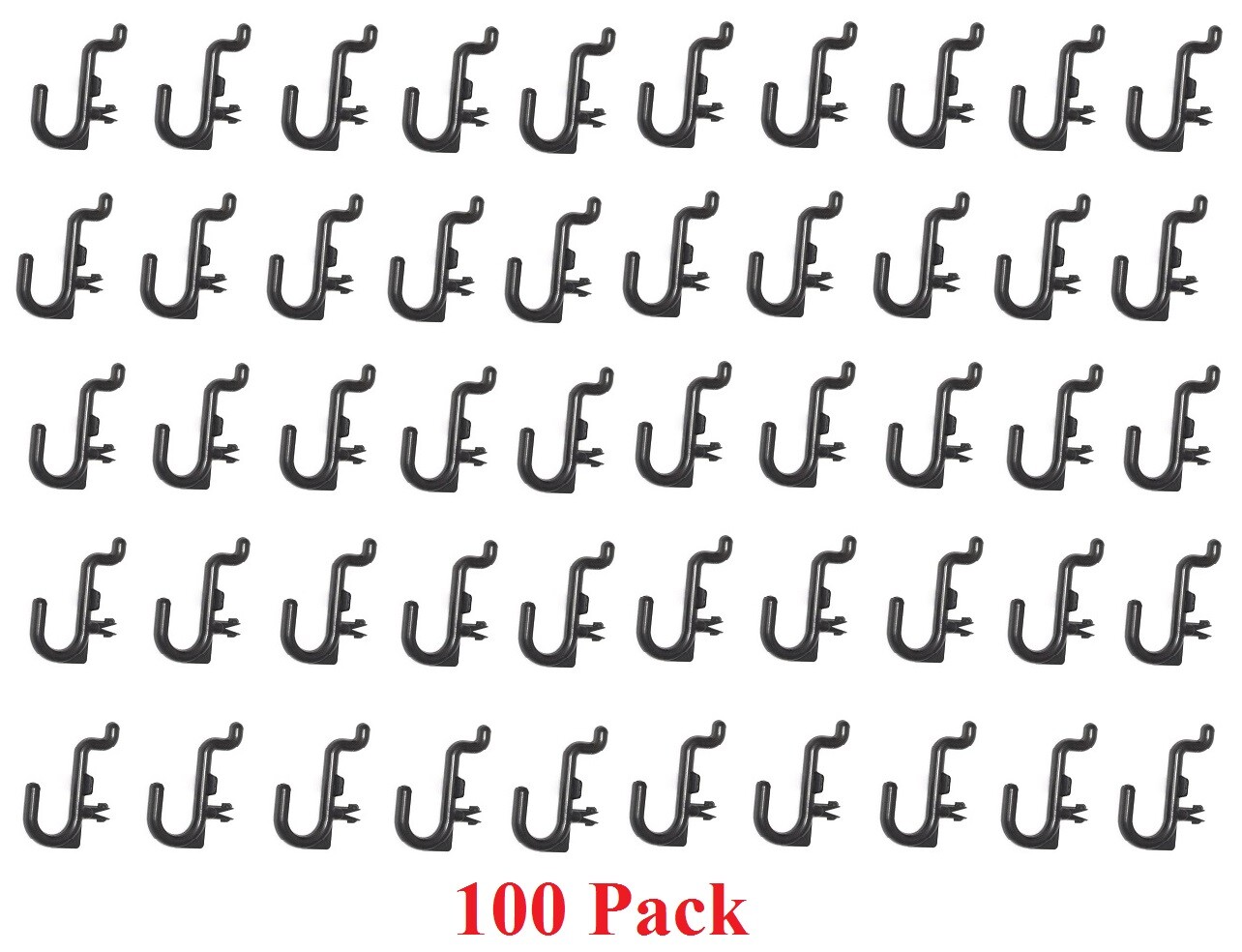 Plastic Black J Hook Peg Board Hook Tool Storage 100 Pack PEGBOARD NOT INCLUDED