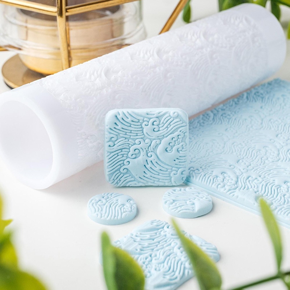 Ocean Wave Clay Texture Pottery Roller for DIY Arts Crafts Projects