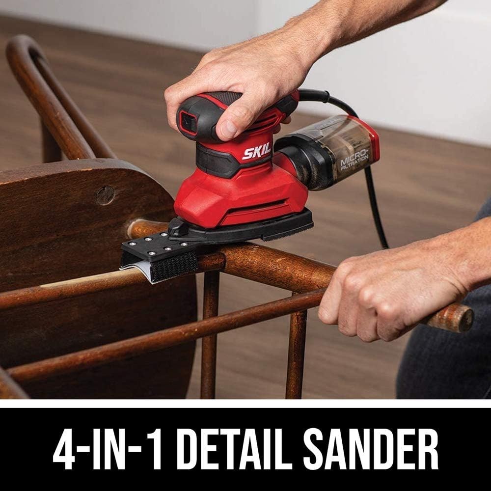 Corded Multi-Function Detail Sander - 3 Attachments & Micro-Filter Dust Box