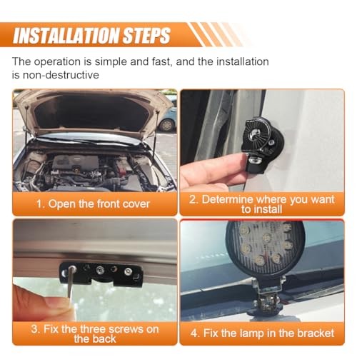 2PCS LED Light Bar Mounting Brackets, Universal Hood Light Mounts, Adjustable