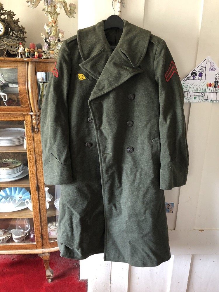 Original WWII U.S Marines Wool Trench Coat, Overcoat