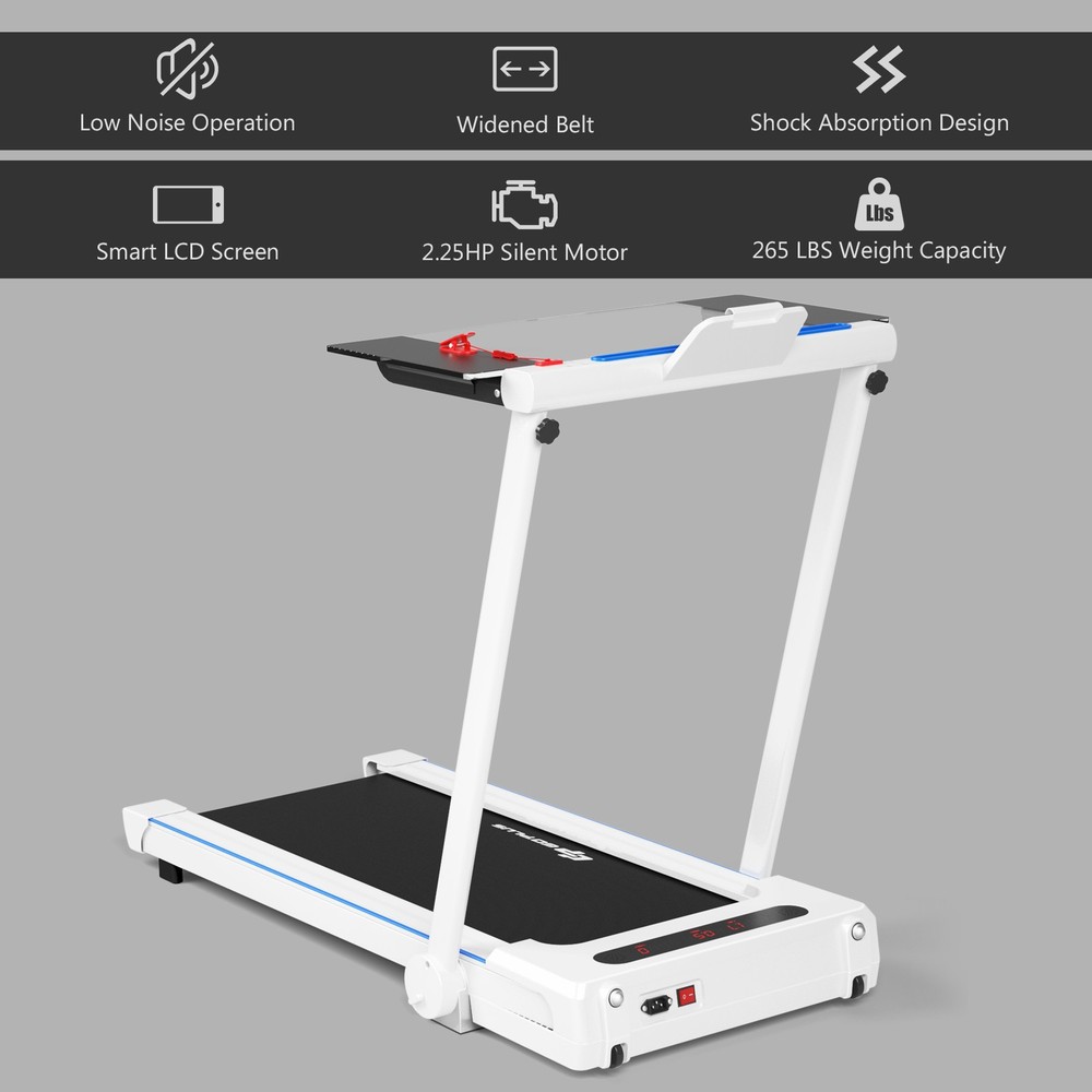 3-in-1 Foldable Treadmill with Removable Desk Workstation 12 Preset Programs