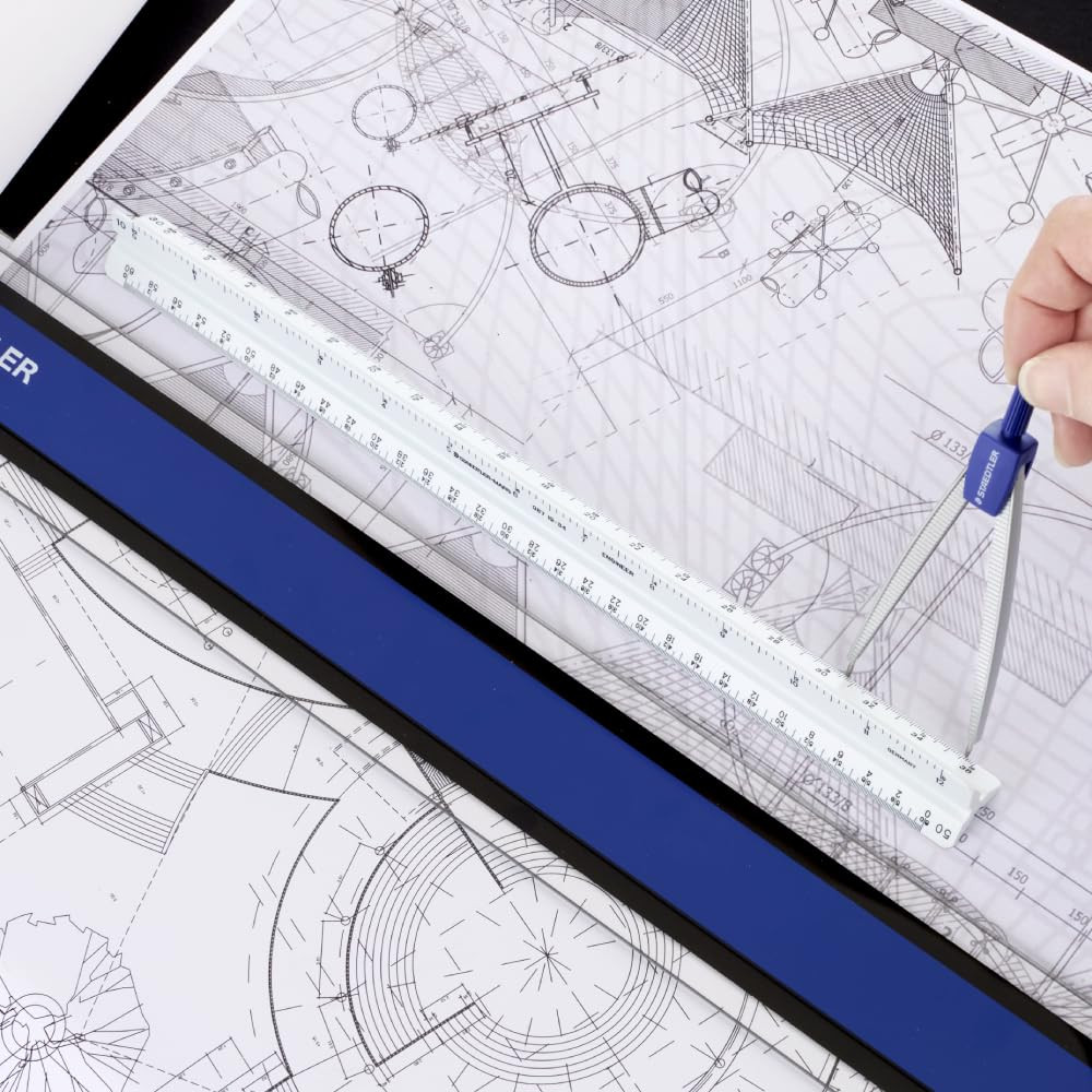 12In Engineer Scale Ruler - Triangular Engineering Ruler with 6 Scales(10-60 Par