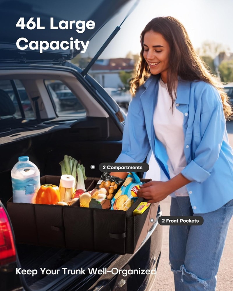 Foldable Trunk Organizer Sturdy Car Storage Compartments