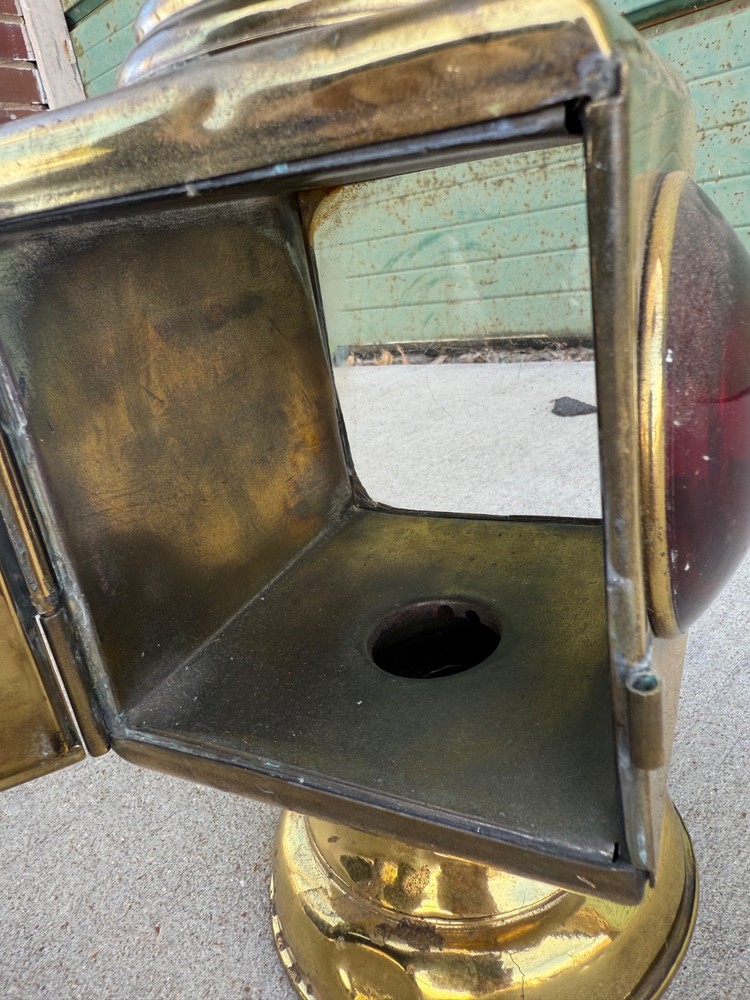#837 ANTIQUE AUTO CARRIGE SOLID BRASS LANTERN - "GRAY & DAVIS"