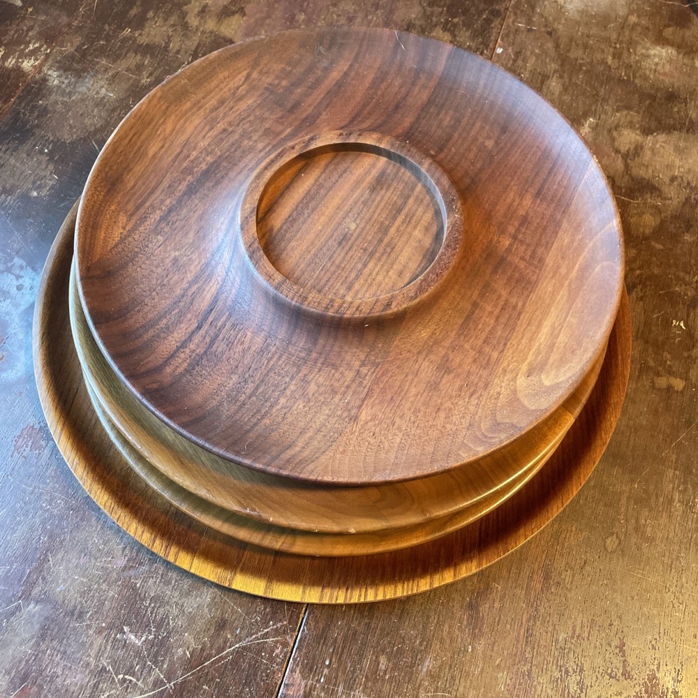 (4) Wooden serving platters