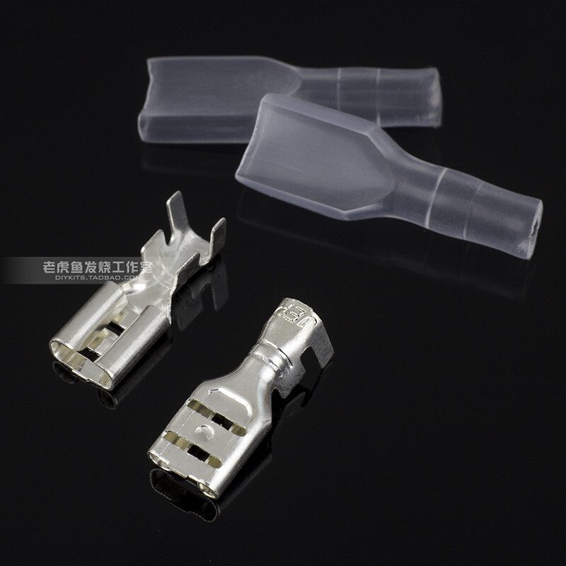 6.3/4.8mm connection terminal plug spring plated silver 10 pcs sheath