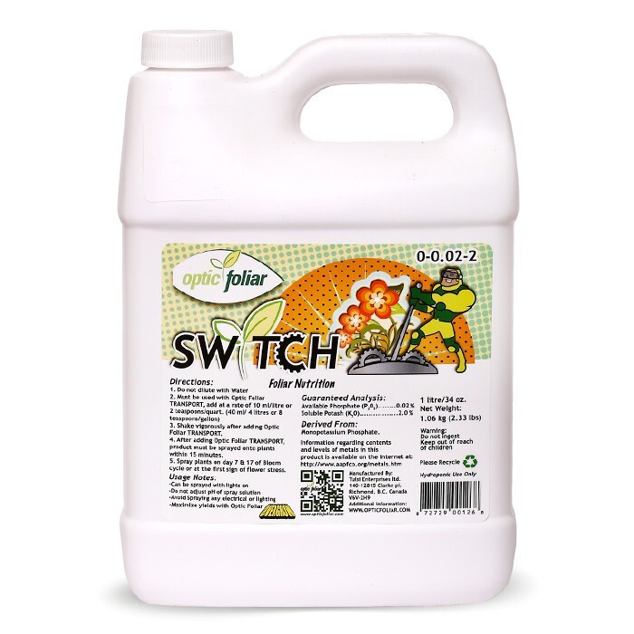 Optic Foliar SWITCH Trigger Blooms earlier with tighter nodes Increases Yields