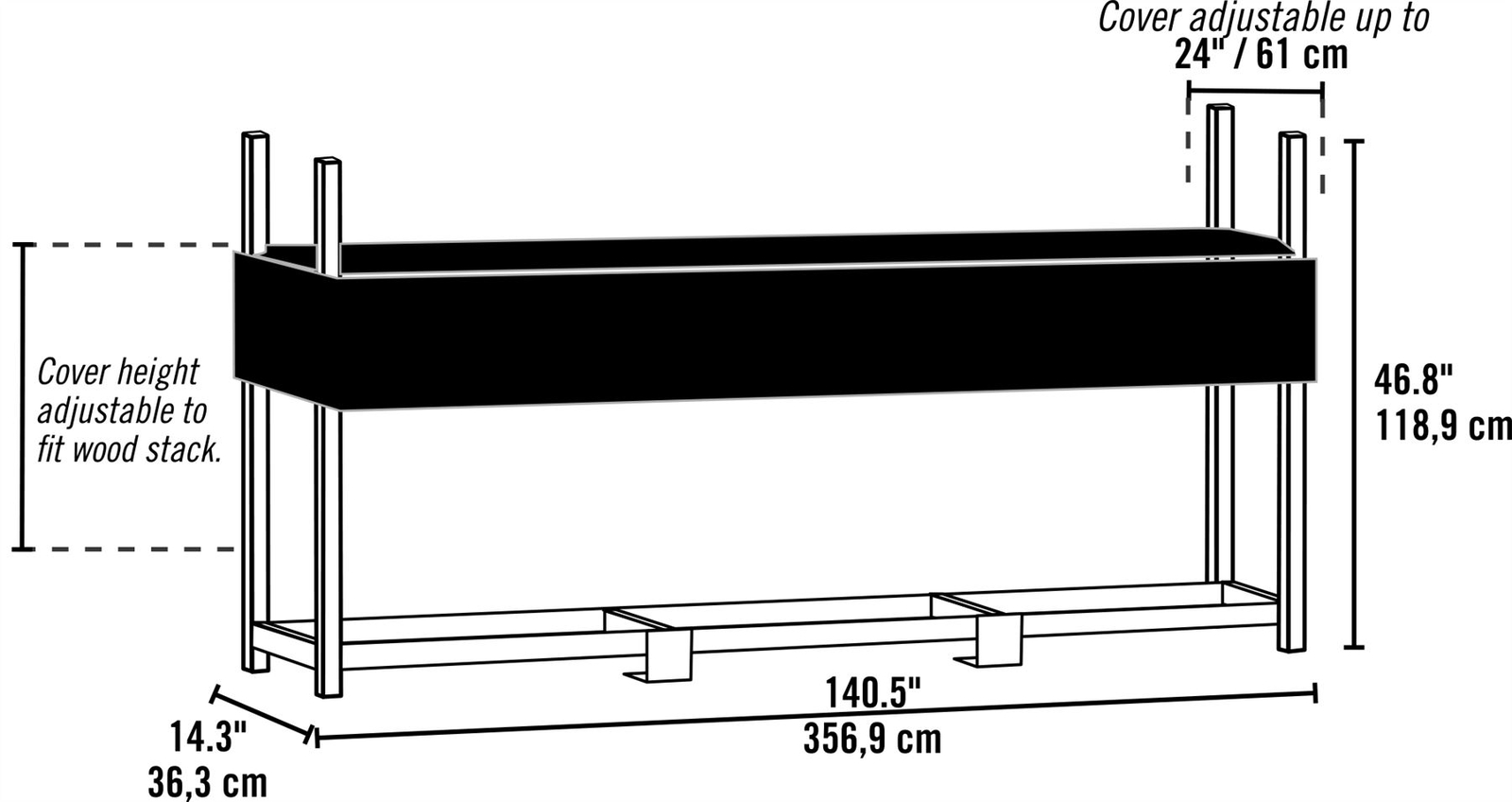ShelterLogic Ultra Duty Firewood Rack with Cover, 12 ft.