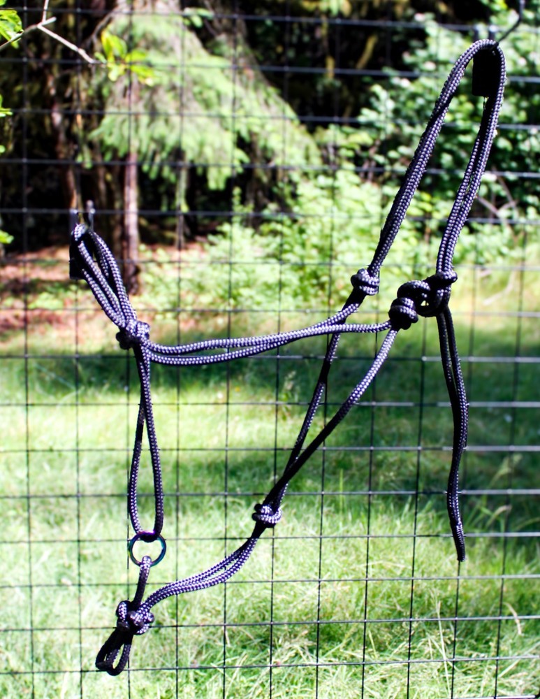 Sliding Ring Rope Halter W/ Rainbow Plated Ring