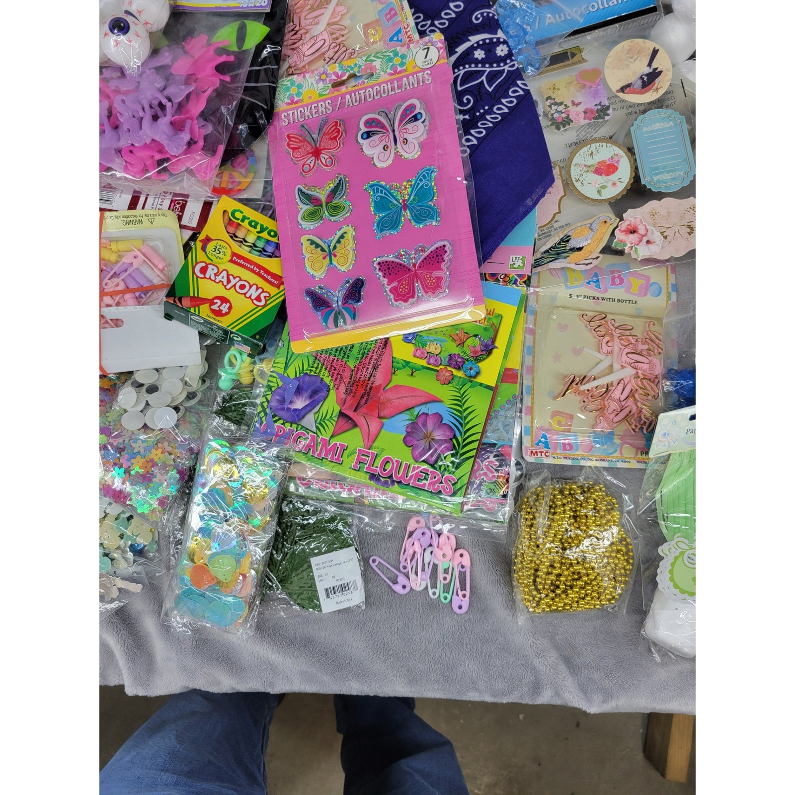 10lbs Craft Supply Bundle Mixed Lot Embellishments Stickers Fabric Tape Beads