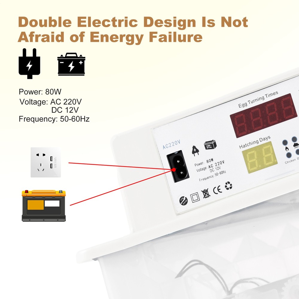 Automatic 120 Eggs Incubator Temperature Control Digital Chicken Egg Hatcher--