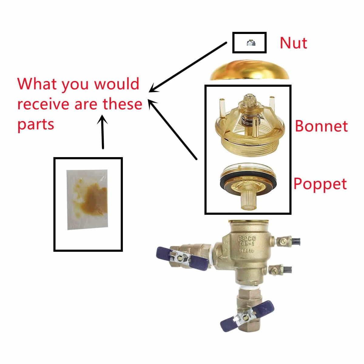 For Febco 765 Bonnet Poppet Repair Kit 1 & 1-1/4 905212 Backflow Back Flow PVB