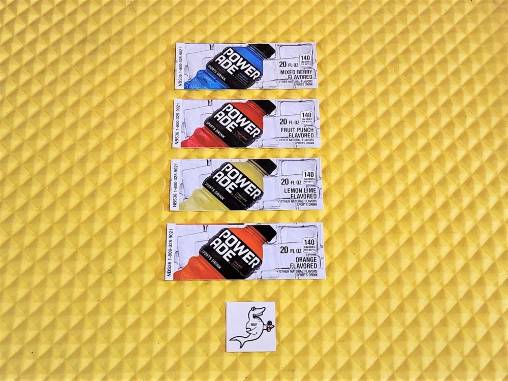 (4) POWERADE 20oz BOTTLE VEND LABELS