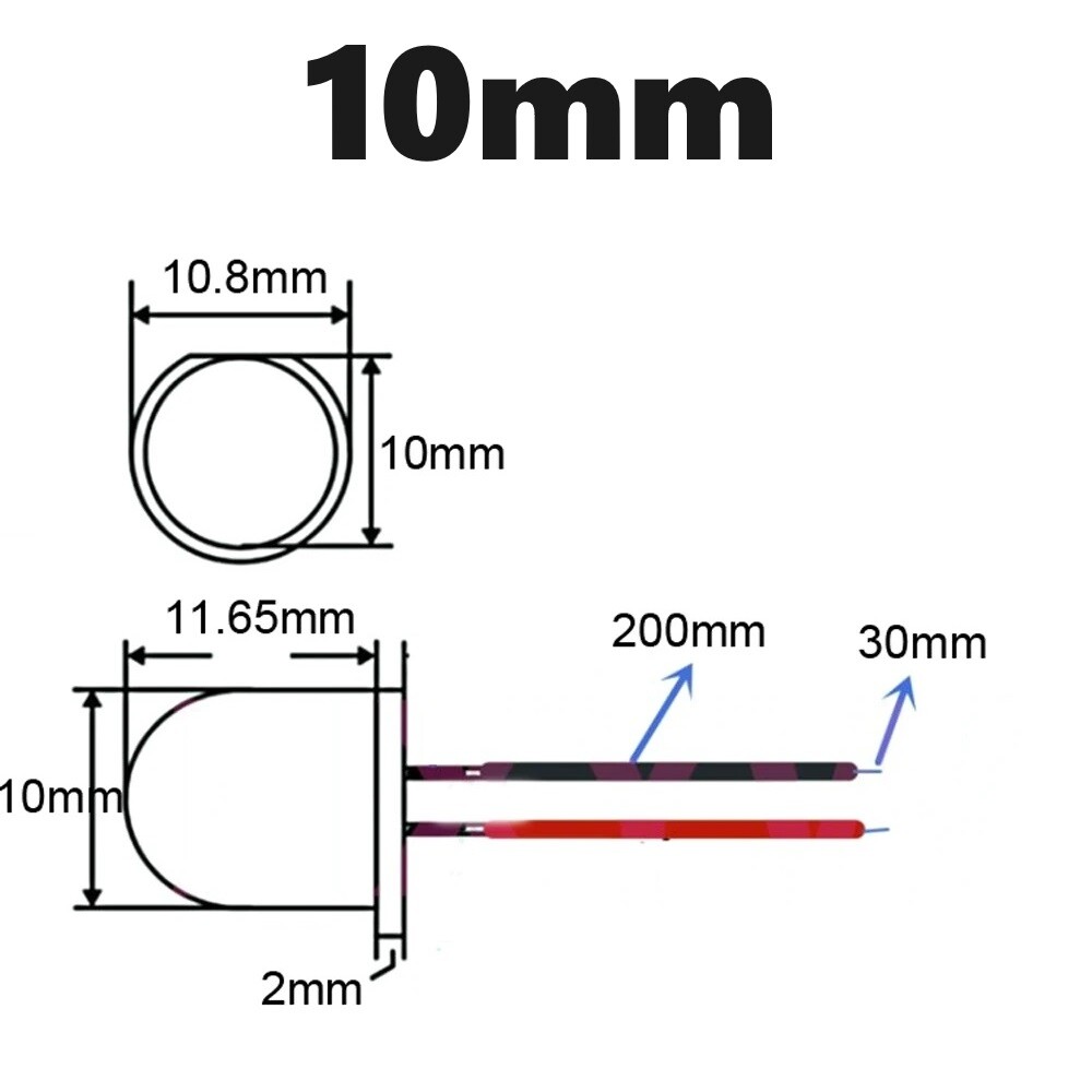 Small LED Light Clear Bulb Round Top Indicator PCB Attached Pre-Wired 5V-12V DC