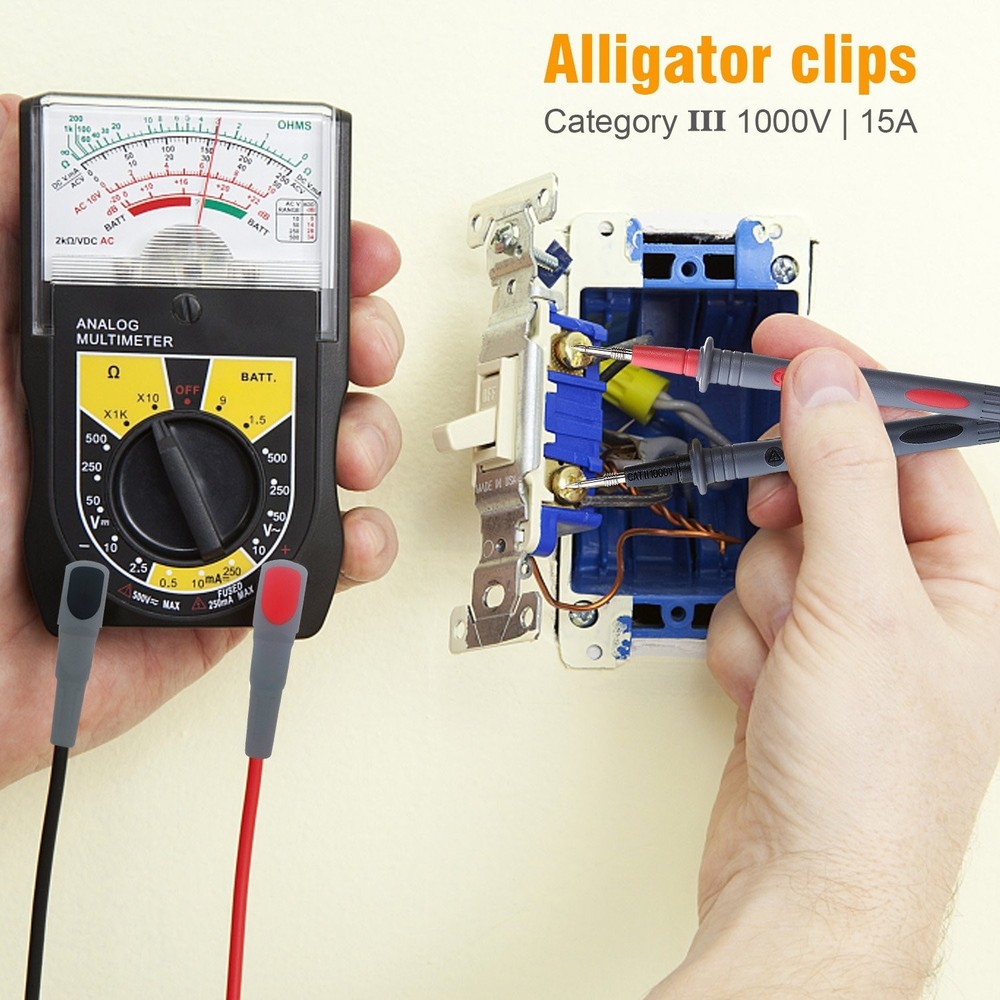 Durable Multimeter Lead Kit with Threaded Alligator Clips - IEC Certified