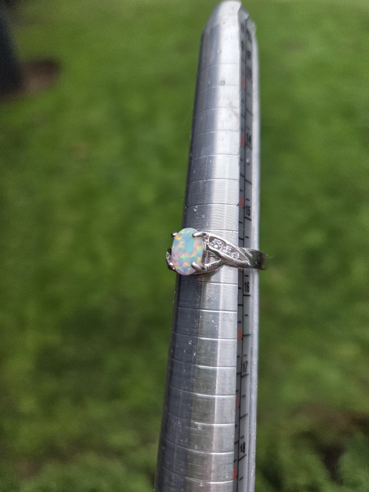 Sterling Silver Opal Ring 925 Size 5