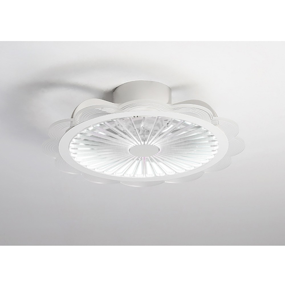Flush Mount Ceiling Fan Light Dimmable LED Chandelier Fan W/ Remote Control