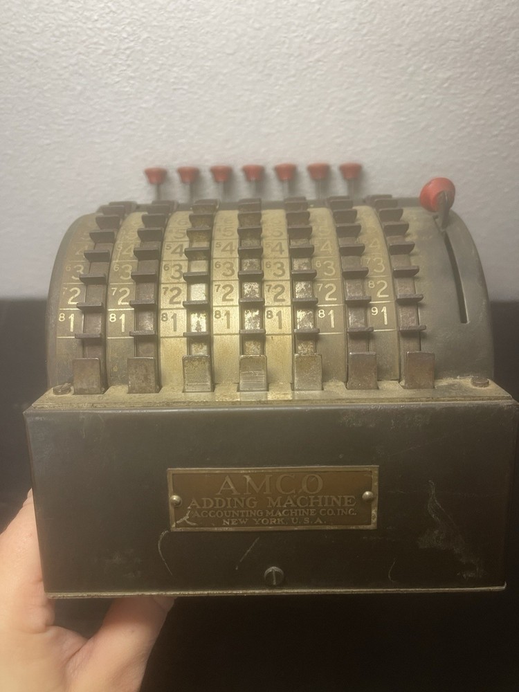 Vintage Antique AMCO Adding Machine 1910 Model, USA Made
