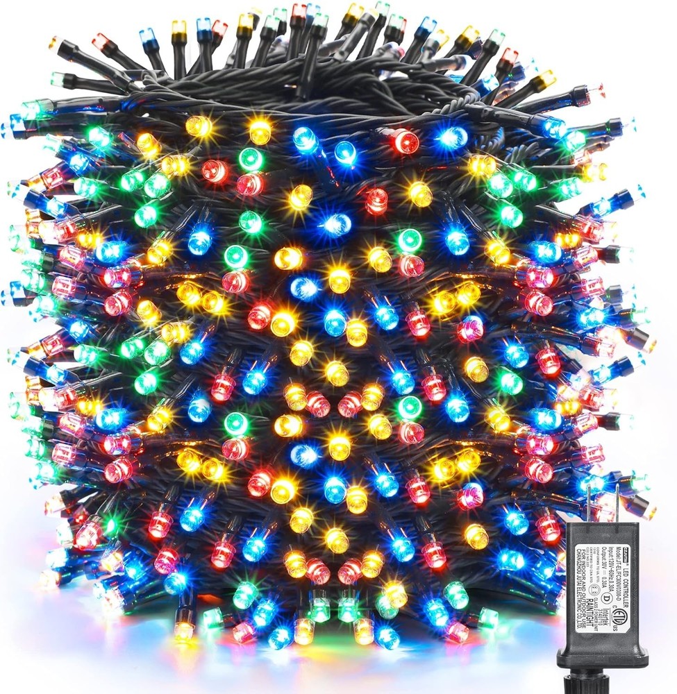 328FT 1000LED String Lights Outdoor Waterproof 8 Modes Timer Multicolor