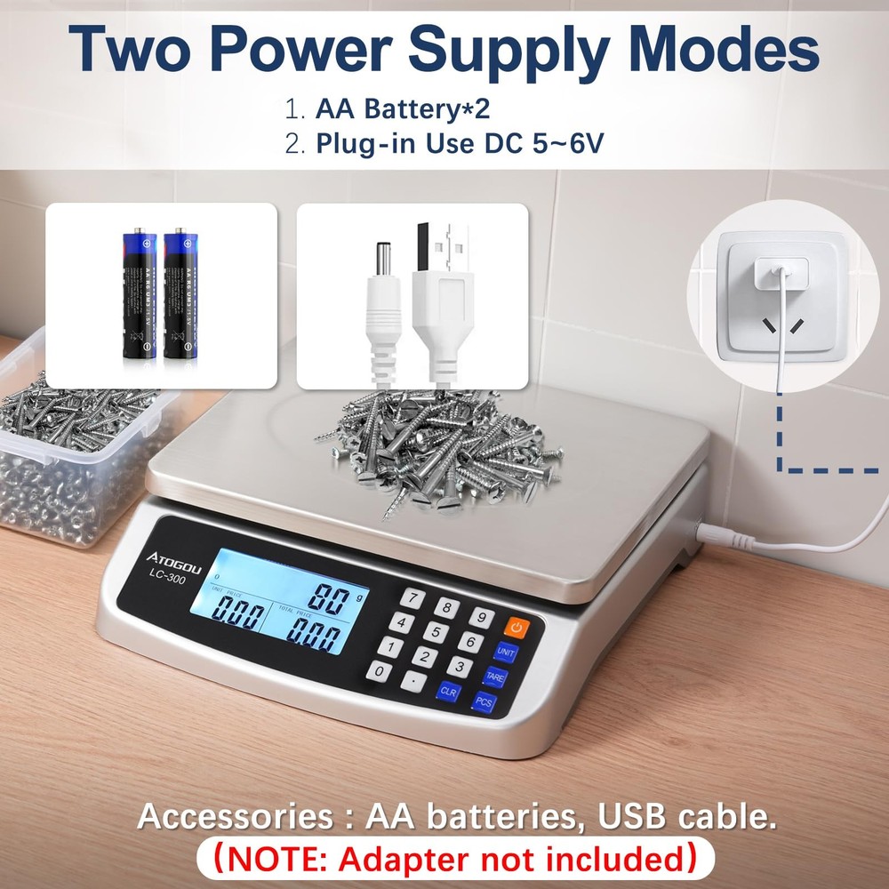 66lb Food Scale, Commercial Kitchen Scale with Price Computing, Plug-in Usabl...