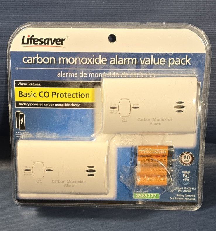 Lifesaver By Kidde Carbon Monoxide Value Pack - 2 co2 Detectors - Please read!!