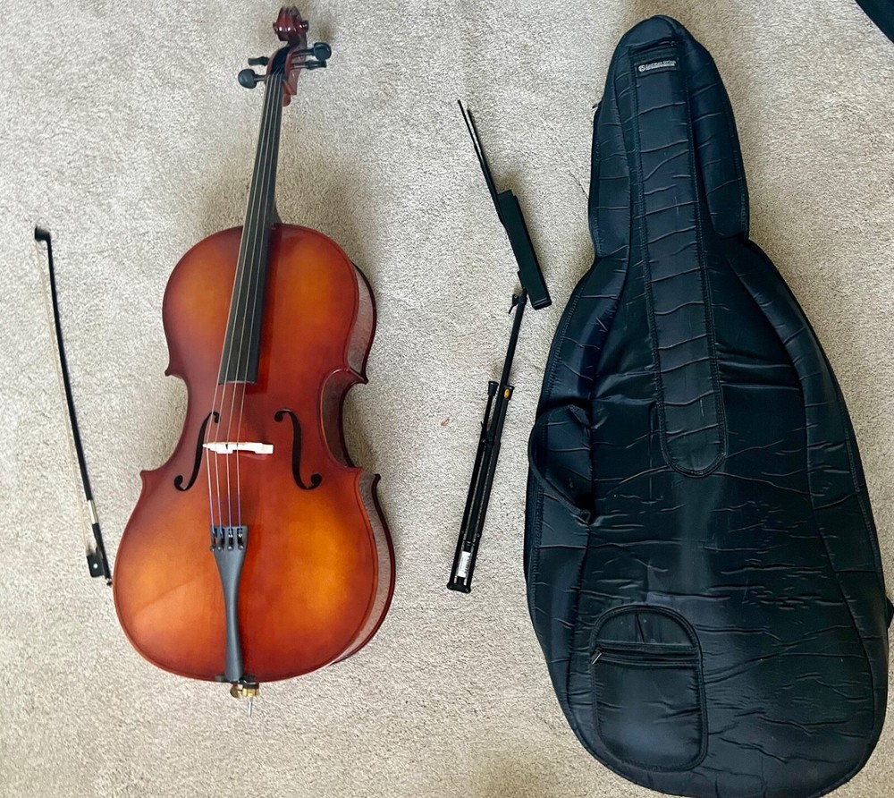 Strobel MC-75 Student Series 4/4 Size Cello, Bow, Case, Stand. Lightly used