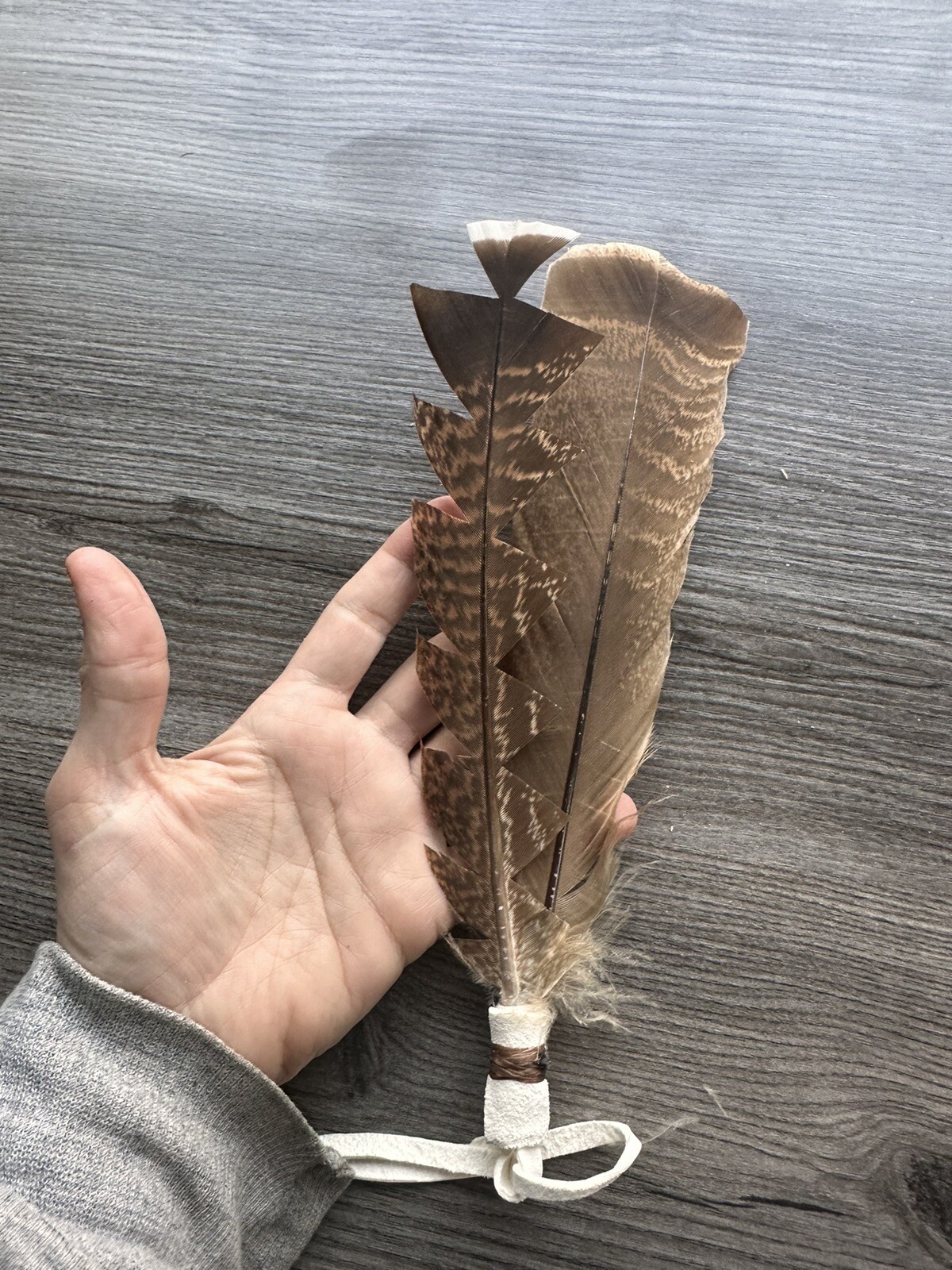 Native American feather hair tie regalia pow wow turkey feather hair tie