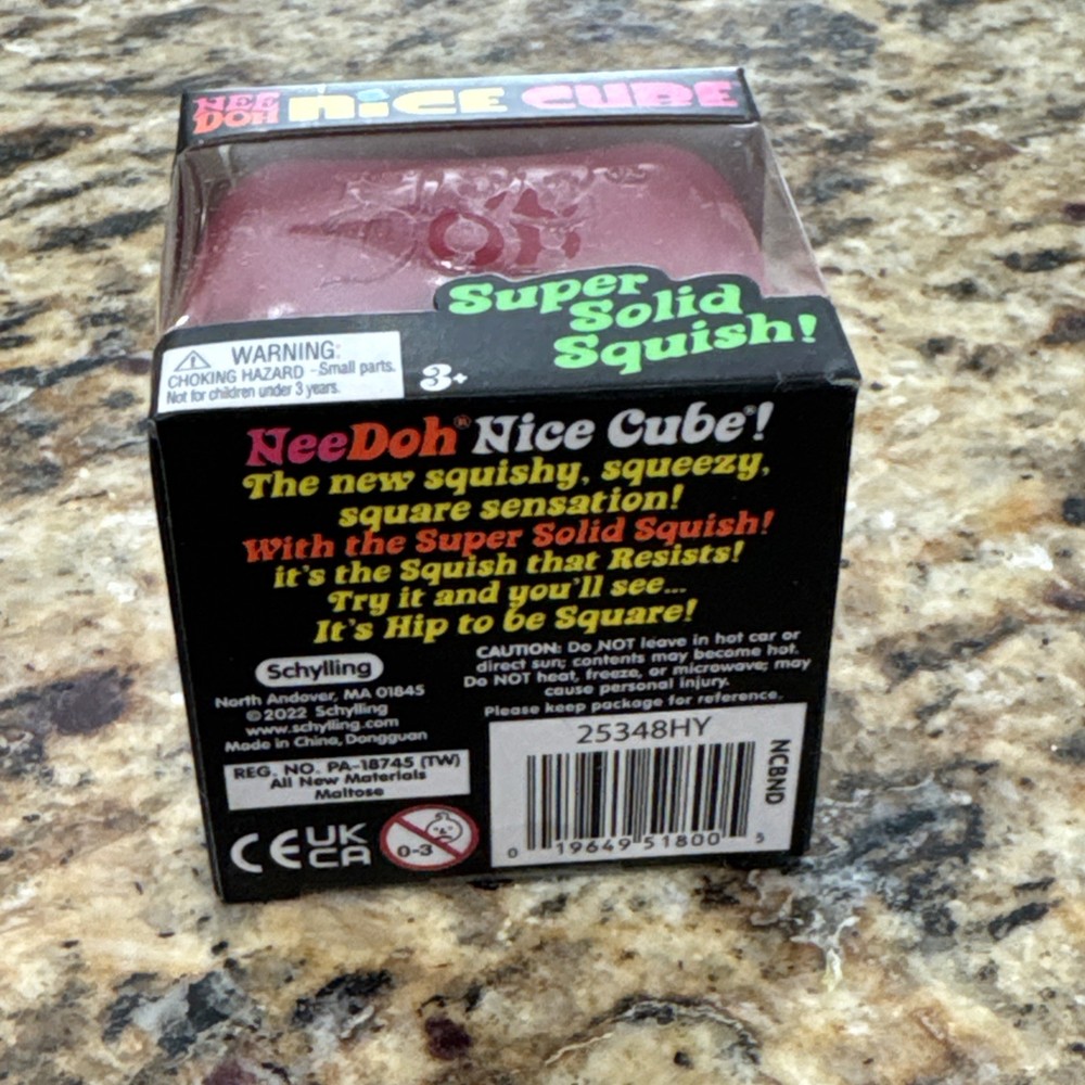 NeeDoh Nee Doh Nice Cube Super Solid Squish Pink Squeezable 100% Authentic