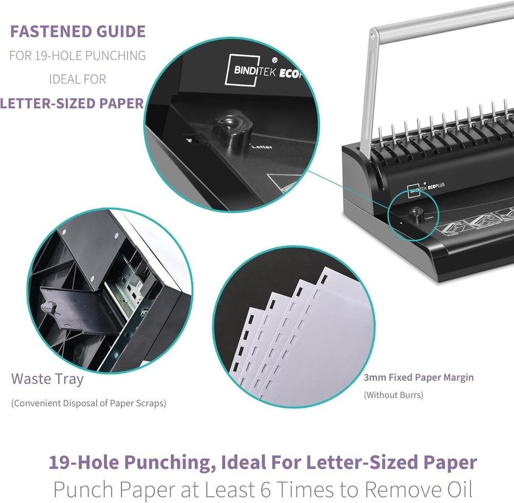 Easy-to-Use Comb Binder with 30 Combs for Letter Size Documents - 145 Sheets