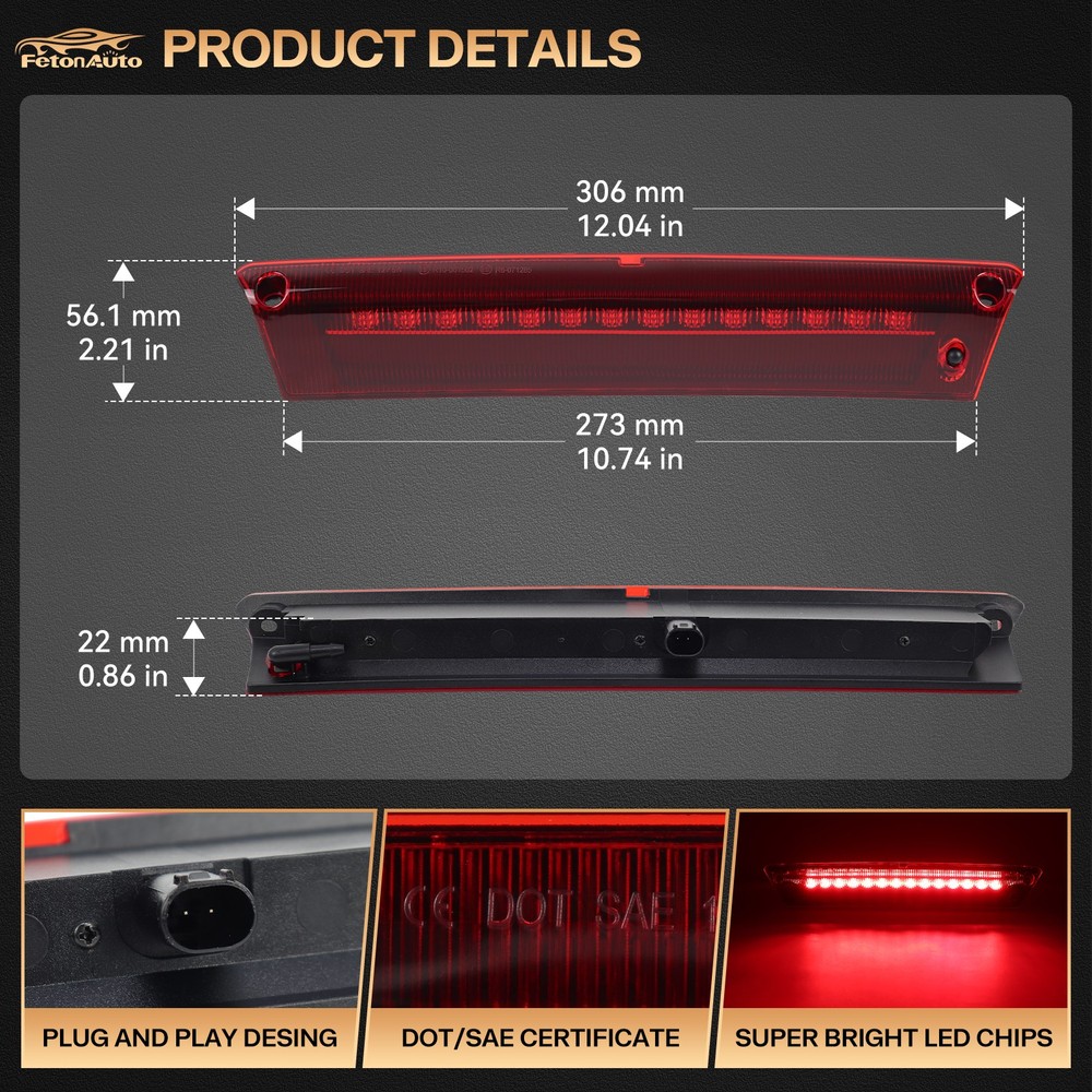 For 2012-2018 Ford Focus Hatchback Center High Mount LED 3rd Third Brake Light