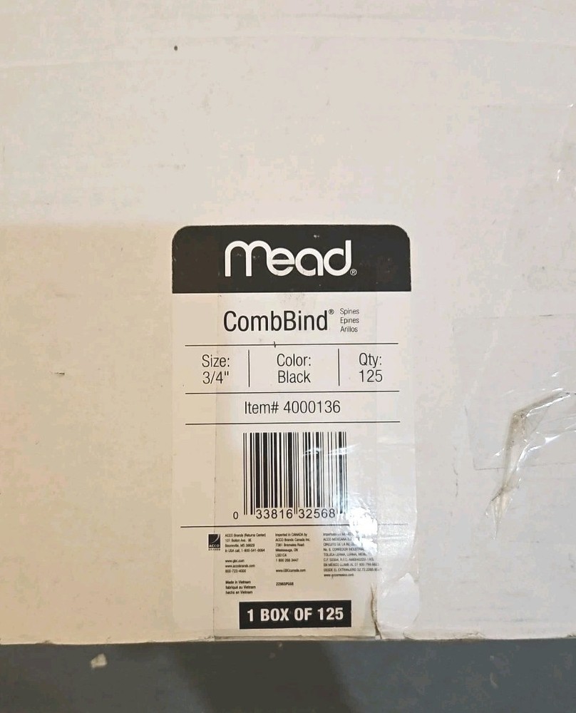 Mead CombBind 3/4" Binding Spines 4000136 - 125 Pcs