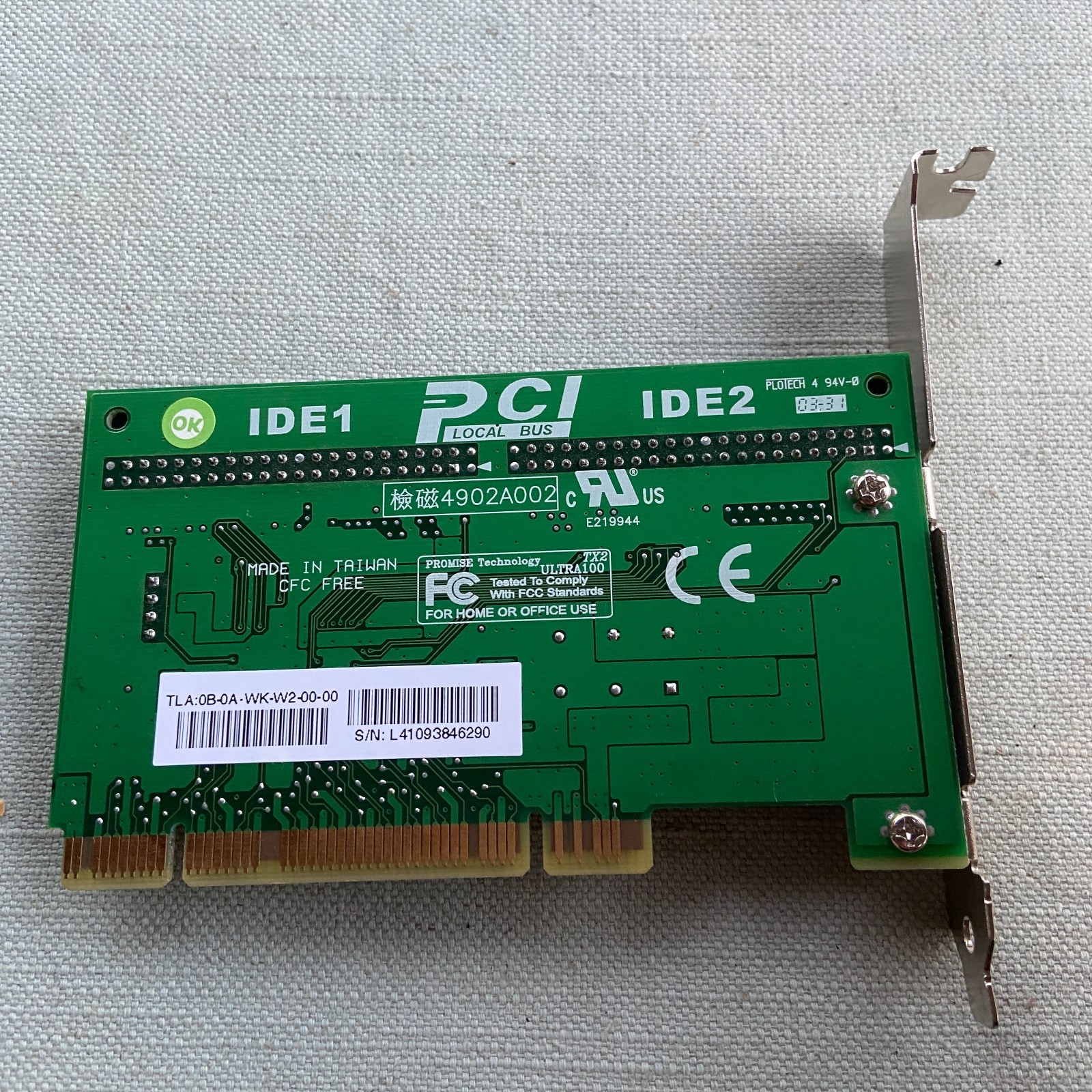 Promise Technologies Ultra 100 TX2 ATA/ATAPI Dual IDE Controller PCI Card Vintag