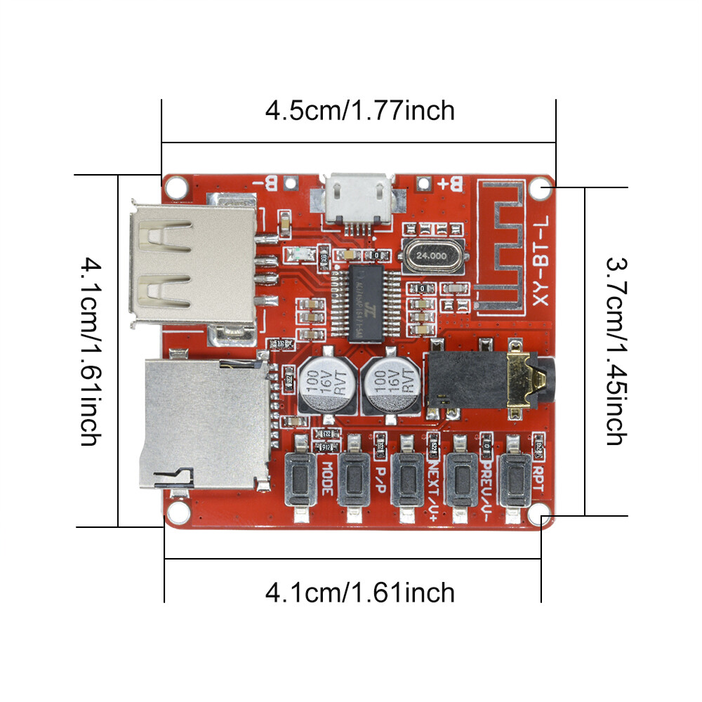 3.7-5V Bluetooth 4.1 Audio Decoder MP3 Player Board Micro USB TF SD Card Module