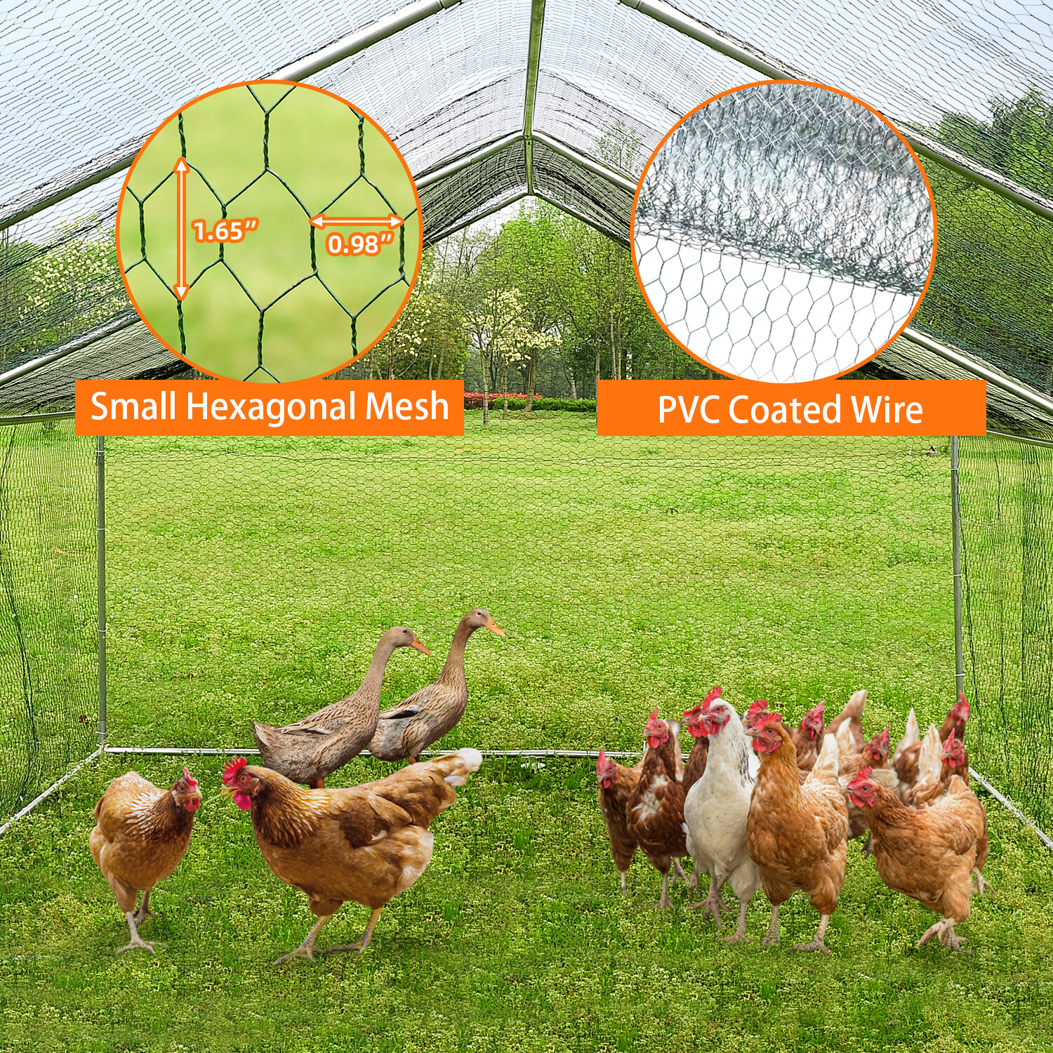 10x10'/ 13x10'/ 20x10' Chicken Coop Run Hen House Enclosed Backyard Poultry Cage