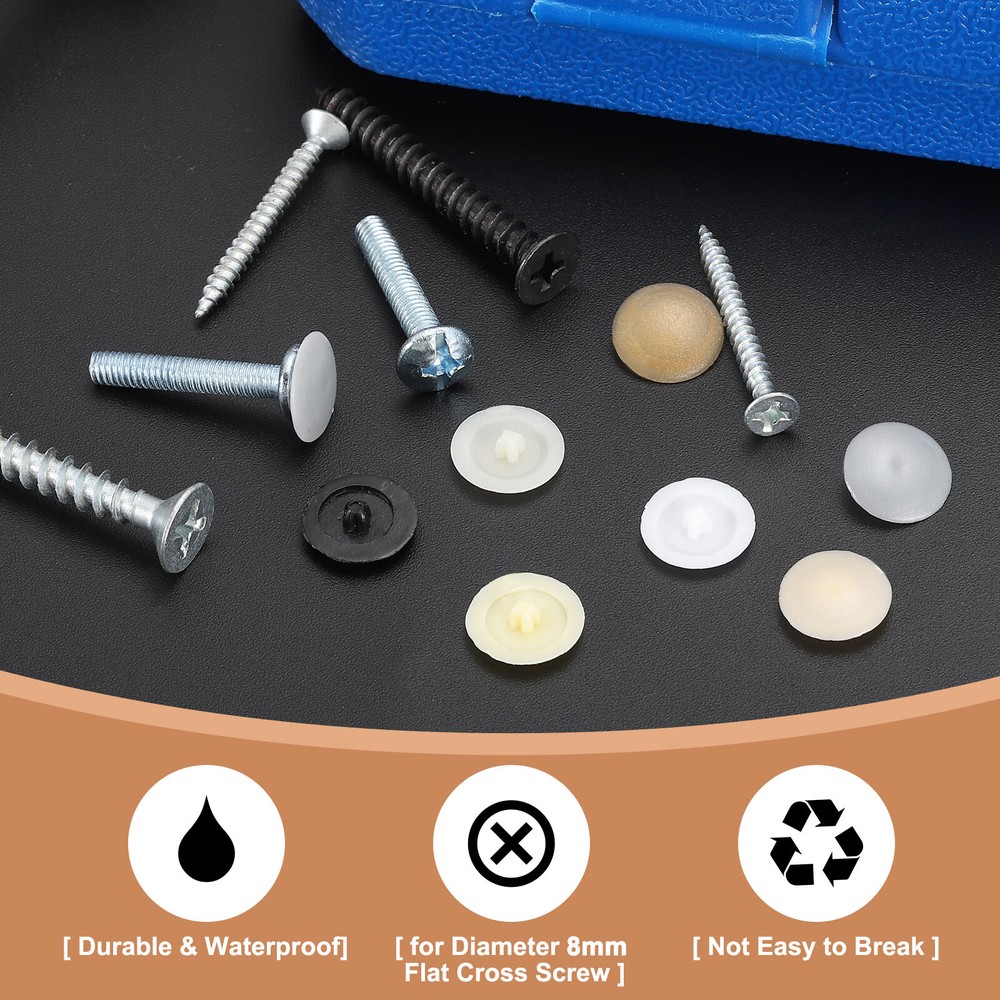 228Pcs 12mm - Plastic Self-Tapping Phillips Screw Cap Covers (Dark Gray)