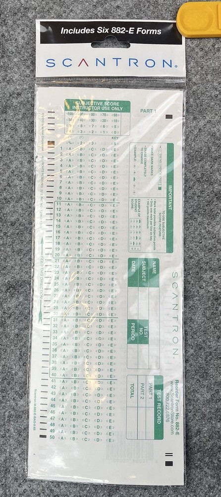 - 882-E Scantron Compatible Testing Sheet (6 Sheet Pack)