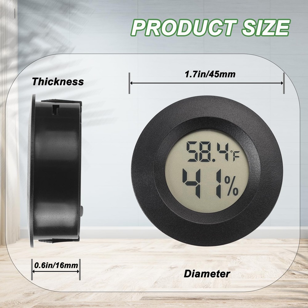 Mini Hygrometer Digital Thermometer Humidity Meter 6 Pack Black