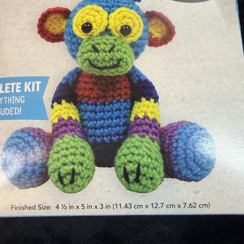 Needle Creations Intermediate Patchwork Monkey Crochet Kit Boho Craft Colorful