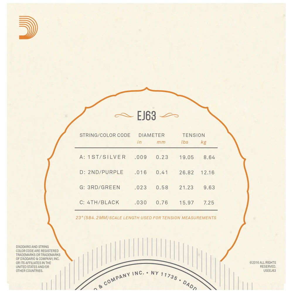 D'Addario EJ63 Tenor Banjo Strings, Nickel, 9-30