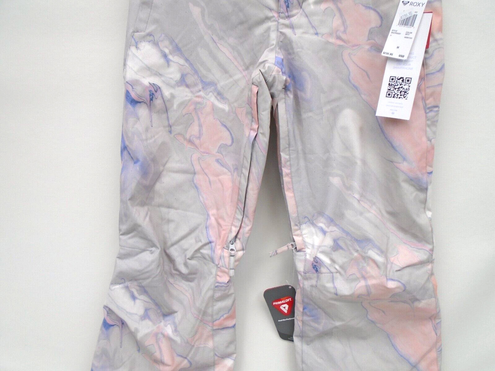 ROXY CHLOE KIM WOMEN'S MEDIUM GRAY / VIOLET MARBLE SKI SNOWBOARD WINTER PANTS