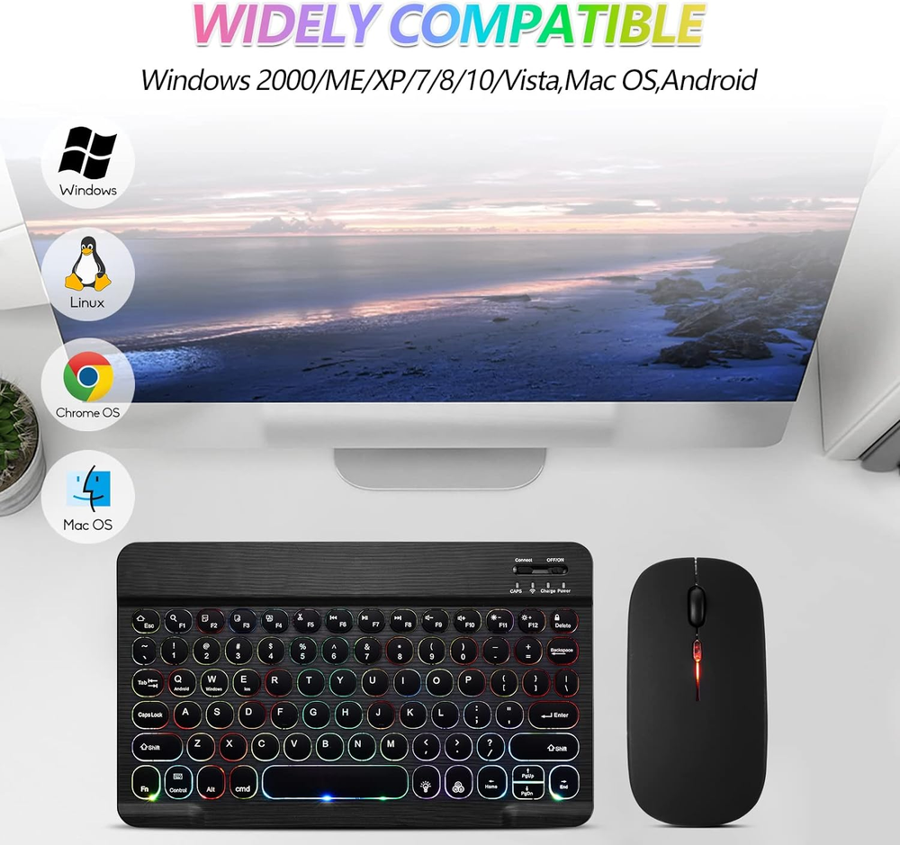 Bluetooth Keyboard and Mouse Combo for iPad - Rechargeable Wireless Keyboard.