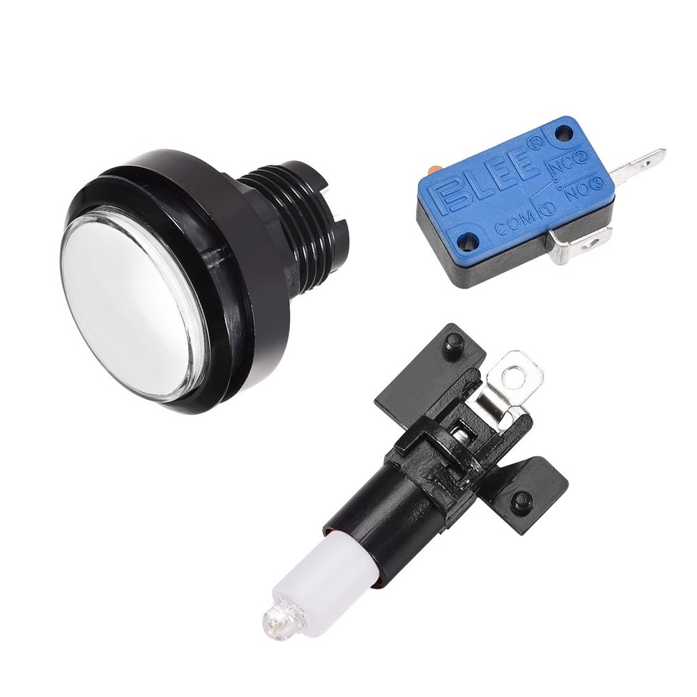 Game Push Button 46mm Round 12V LED Illuminated Push Button Switch White 5pcs