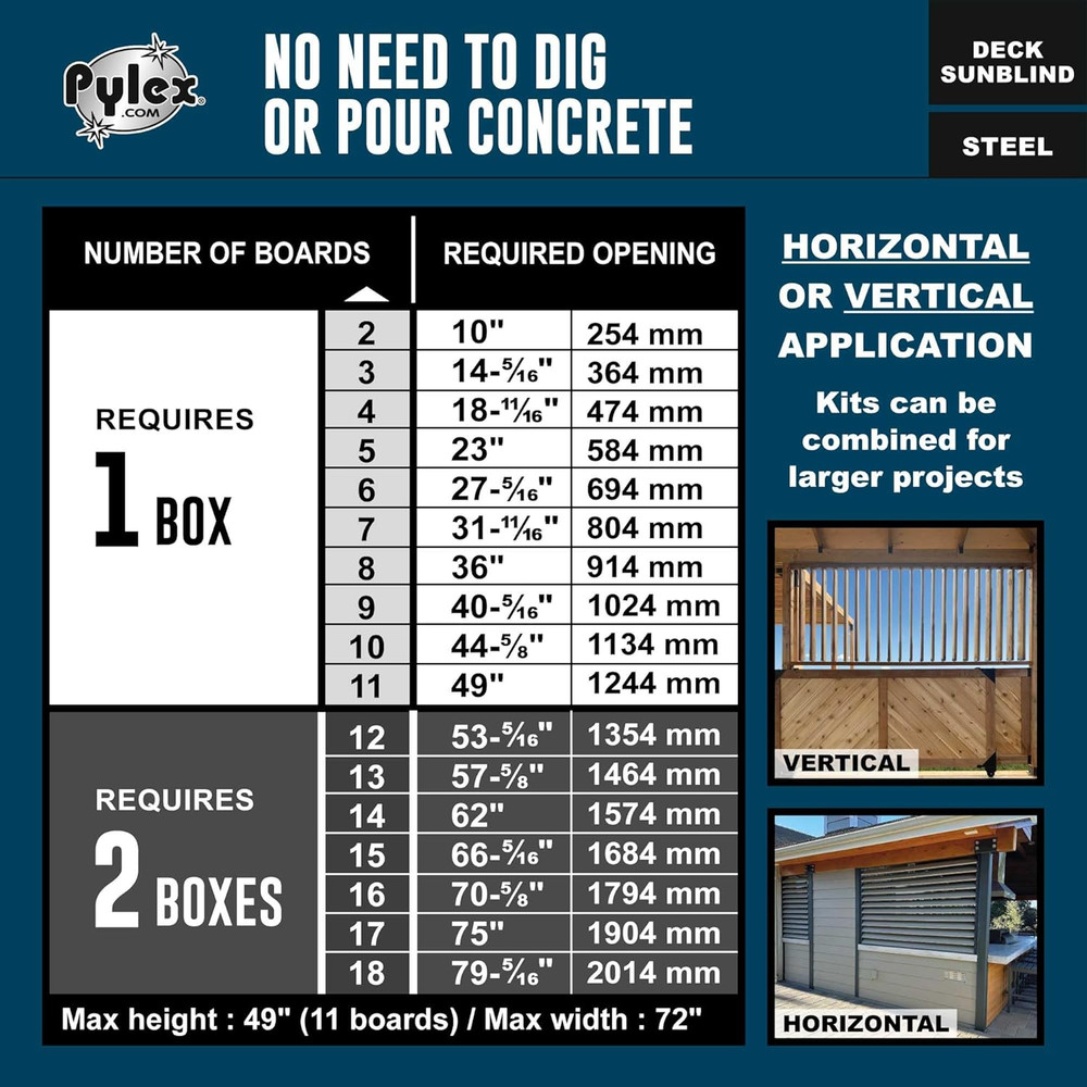 Pylex Deck Sunblind System 11060, Louvers Bracket Shutter Hardware Kit, Up to...
