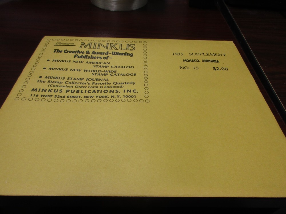"MINKUS" STAMP ALBUM 1975  SUPPLEMENT MONACO ANDORRA  #15  W/FREE SHIPPING!!!