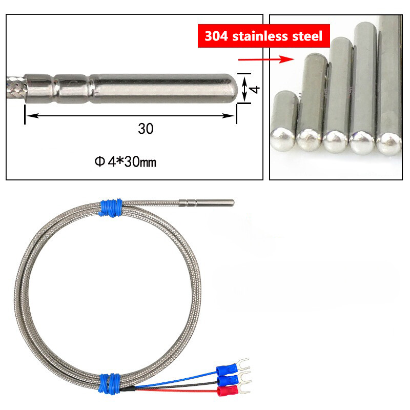 Pt100 high temperature probe type temperature sensor glass fiber insulation