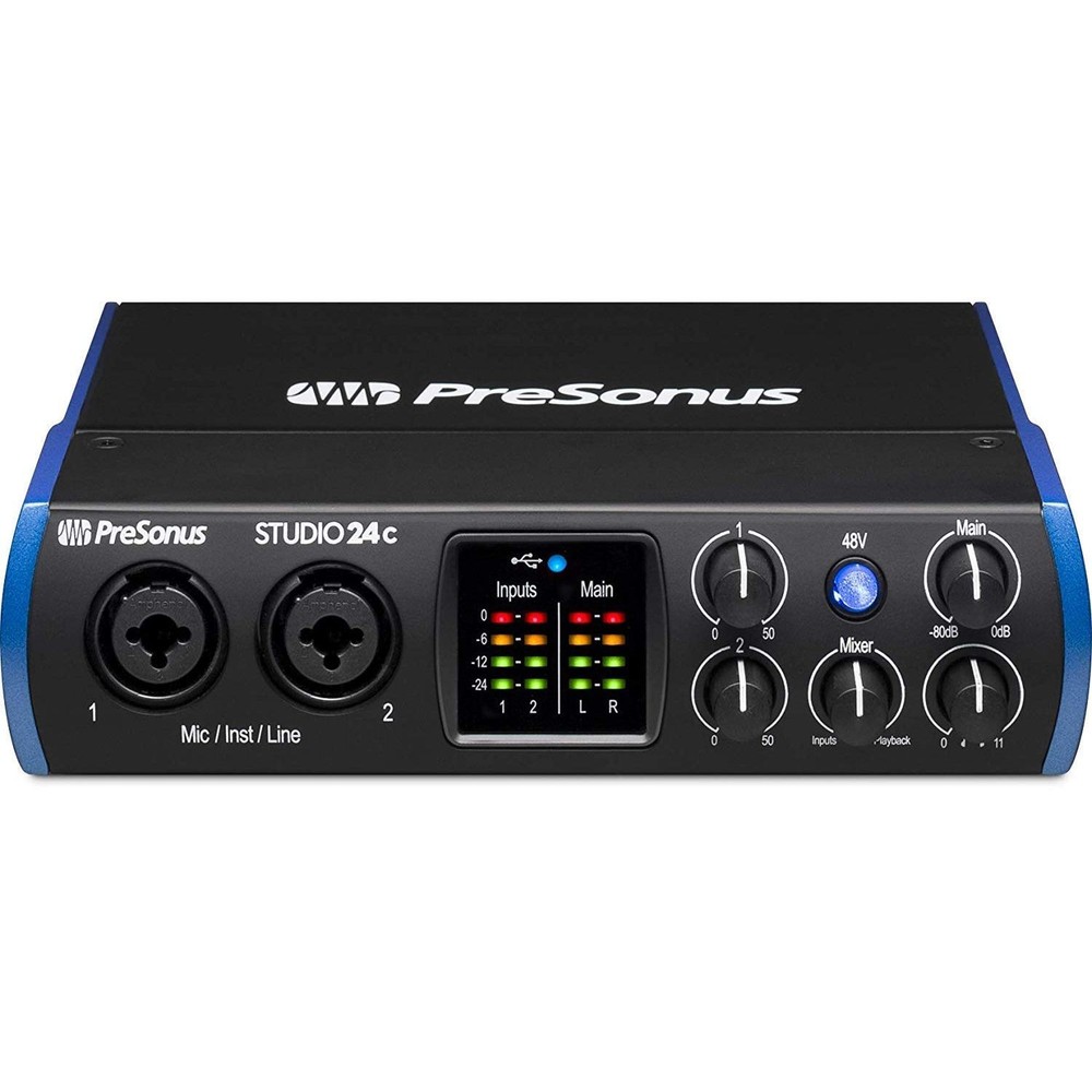 PreSonus Studio 24c USB-C Audio Interface Bundle w/ MIDI, Pro Studio Recording