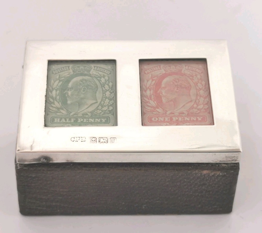 Antique Solid Silver Double Stamp Box - Birm. 1905.